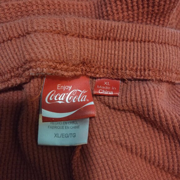 🥤Vintage Coca-Cola Thermal Rust waffle knit set w/shorts & long-sleeve top XL - Picture 8 of 8